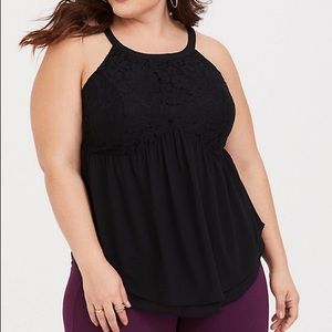 LACE PEPLUM CHIFFON TANK (TORRID)